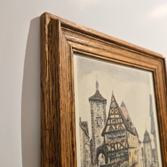 Framed Rothenburg ob der Tauber Etching Print – Hand-Colored Etching signed - Picture 5 of 10